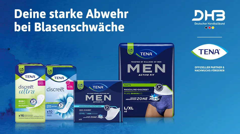 Werbung des DHB-Partners TENA