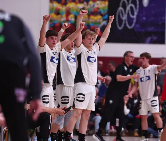 Jubel bei der U20 männlich nach dem Sieg gegen Norwegen. - Foto: René Weiss